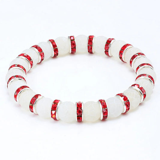 Luckacco shshd Natural Stone Bracelet White Pink Blue Rhinestone Charm Crystal Beaded Bracelets&Bangles for Women Fashion Elastic Jewelry