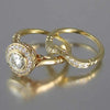 Luckacco daily picks Golden Color 2PC Bridal Ring Sets Romantic Proposal Wedding Rings Foe Women Trendy Round Stone Setting  Lots