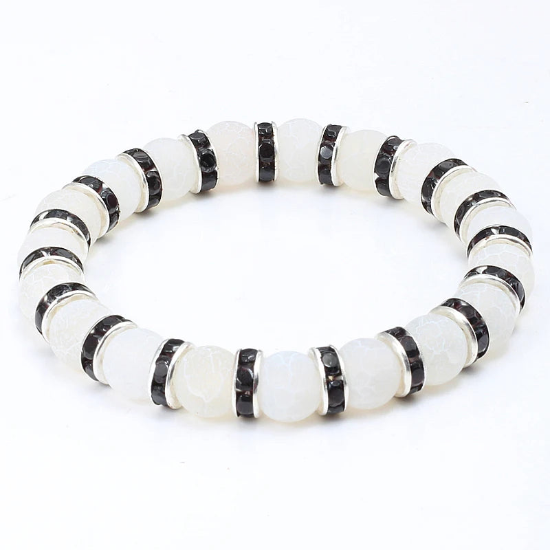 luckacco shshd natural stone bracelet white pink blue rhinestone charm crystal beaded bracelets&bangles for women fashion elastic jewelry