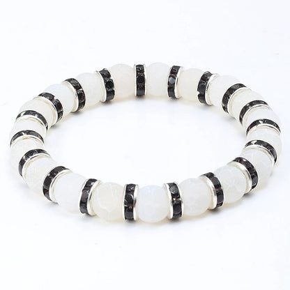 Luckacco shshd Natural Stone Bracelet White Pink Blue Rhinestone Charm Crystal Beaded Bracelets&Bangles for Women Fashion Elastic Jewelry