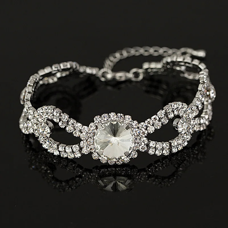 luckacco women new brand designer hot sell fashion charm jewelry women wedding austrian crystal bracelet for wedding b009