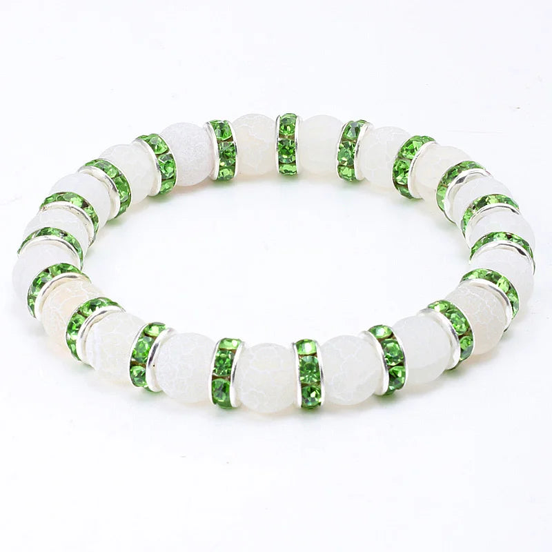 luckacco shshd natural stone bracelet white pink blue rhinestone charm crystal beaded bracelets&bangles for women fashion elastic jewelry