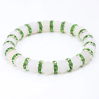 Luckacco shshd Natural Stone Bracelet White Pink Blue Rhinestone Charm Crystal Beaded Bracelets&Bangles for Women Fashion Elastic Jewelry