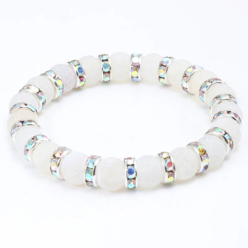 luckacco shshd natural stone bracelet white pink blue rhinestone charm crystal beaded bracelets&bangles for women fashion elastic jewelry