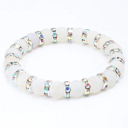 Luckacco shshd Natural Stone Bracelet White Pink Blue Rhinestone Charm Crystal Beaded Bracelets&Bangles for Women Fashion Elastic Jewelry