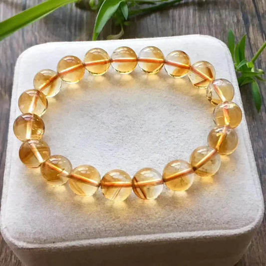 Luckacco Genuine Natural Citrine Yellow Gemstone Round Beads Bracelet 8mm 9mm 10mm 11mm 12mm Brazil Wealthy Stone Women Men AAAAA