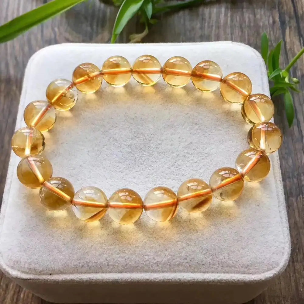 luckacco genuine natural citrine yellow gemstone round beads bracelet 8mm 9mm 10mm 11mm 12mm brazil wealthy stone women men aaaaa