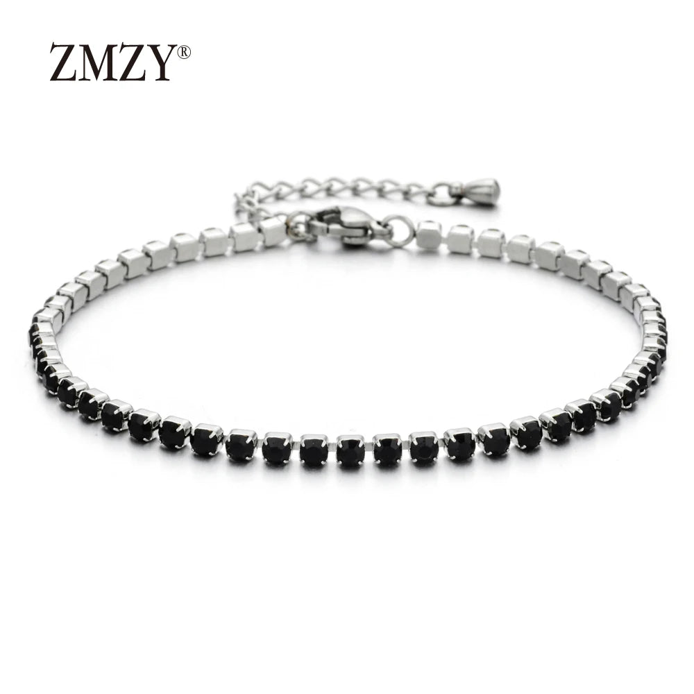 luckacco shop's pick 3mm micro pave zircon tennis bracelet for women new men bracelet homme stainless steel jewelry accessories