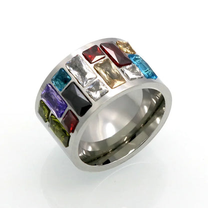 Luckacco Crystal Ring For Women anel 316L Stainless Steel Female Rainbow Color Stone Ring anillo Fashion Jewelry Wedding Rings