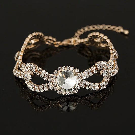 Luckacco Women New Brand Designer Hot Sell Fashion Charm Jewelry Women Wedding Austrian Crystal Bracelet For Wedding B009