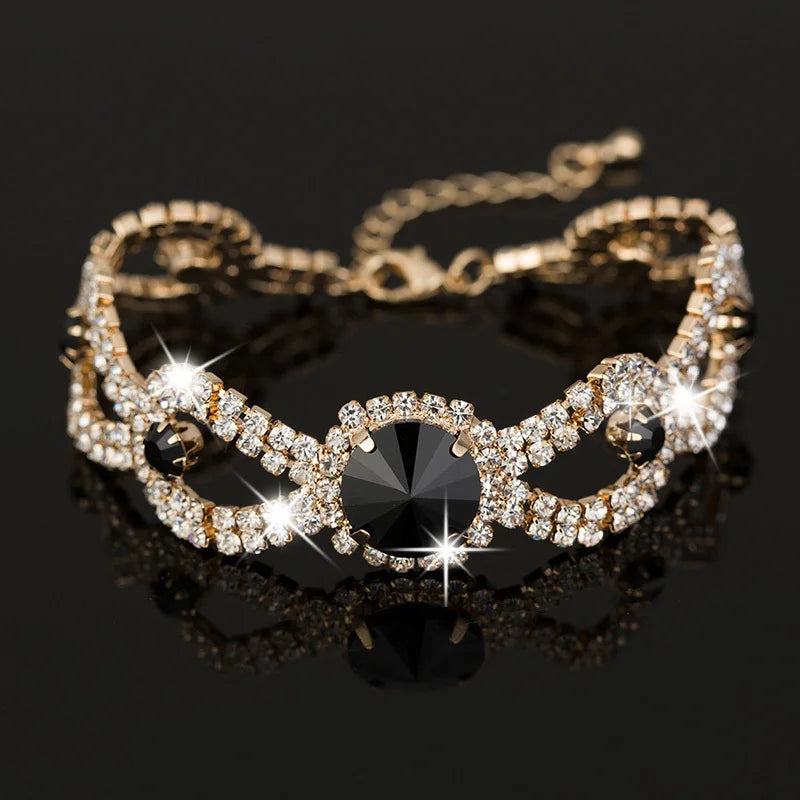 luckacco women new brand designer hot sell fashion charm jewelry women wedding austrian crystal bracelet for wedding b009