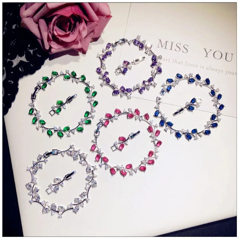 luckacco charm bracelets for women sterling silver shine cubic zirconia bangle fine jewelry temperament luxury accessories bijoux