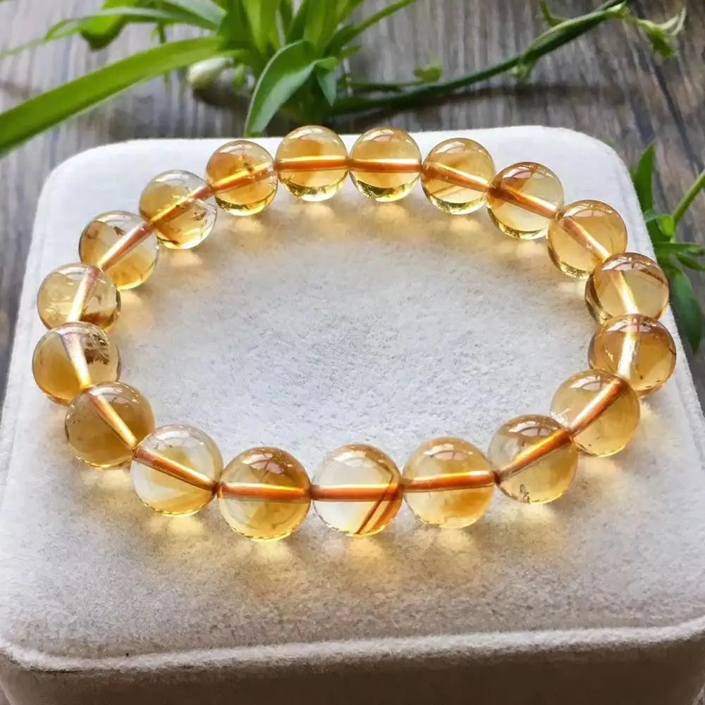 luckacco genuine natural citrine yellow gemstone round beads bracelet 8mm 9mm 10mm 11mm 12mm brazil wealthy stone women men aaaaa
