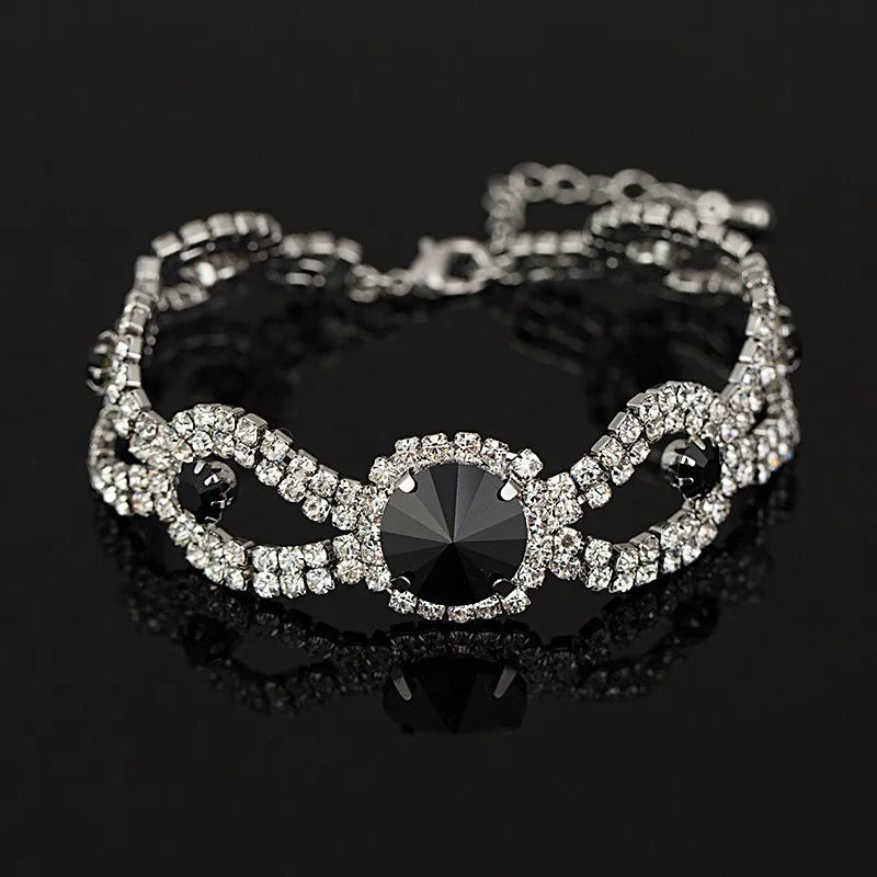 luckacco women new brand designer hot sell fashion charm jewelry women wedding austrian crystal bracelet for wedding b009