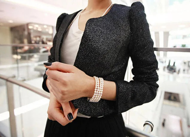 luckacco fashion women's three-layer rhinestone imitation pearl bracelet elegant flash drill multi-layer elastic bracelet bridal jewelry
