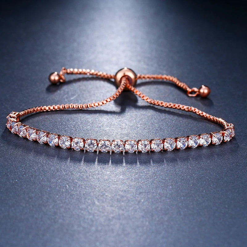 luckacco emmaya classic crystal beads friendship bracelet white zircon adjustable jewelry for women charming  dress-up