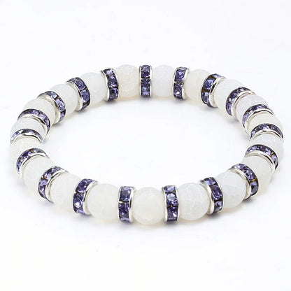 Luckacco shshd Natural Stone Bracelet White Pink Blue Rhinestone Charm Crystal Beaded Bracelets&Bangles for Women Fashion Elastic Jewelry