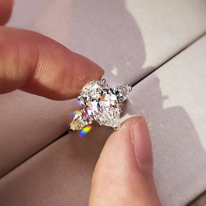 Luckacco daily picks Luxury Crystal Water Drop CZ Rings Women Proposal Engagement Ring Exquisite Wedding Anniversary Gift Party Trendy Jewelry
