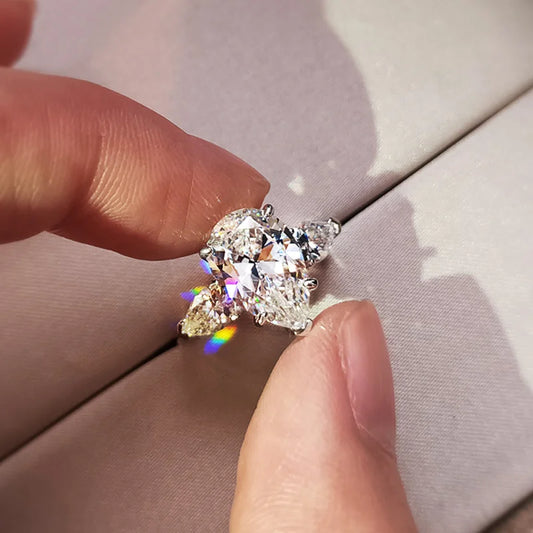 Luckacco daily picks Luxury Crystal Water Drop CZ Rings Women Proposal Engagement Ring Exquisite Wedding Anniversary Gift Party Trendy Jewelry