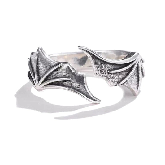 Luckacco Retro Angel Demon Wing Couples Rings Fashion Men Women Jewelry Vintage Ancient Silver Color Punk Hip Hop Adjustable