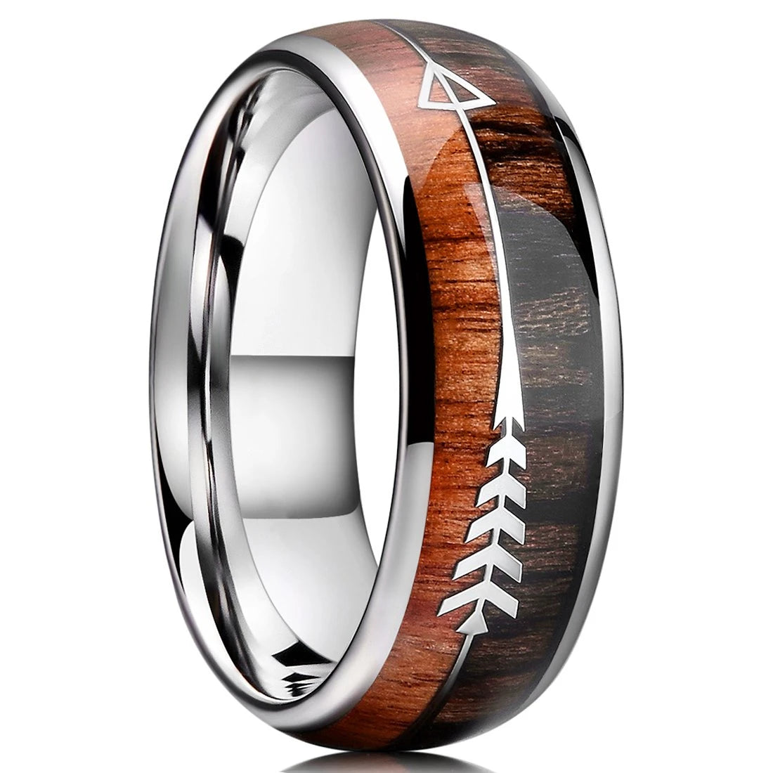 luckacco fashion 8mm men stainless steel rings inlay meteorite abalone shell rings for men women wedding engagement band jewelry gift