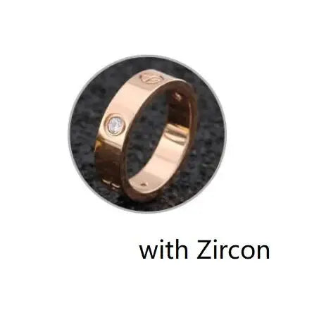 Luckacco Trendy Stainless Steel Rose Gold Color Love Ring for Women Men Couple CZ Crystal Rings Luxury Brand Jewelry Wedding Gift