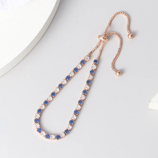Luckacco Adjustable Multicolor Tennis Bracelets for Women Ladies Wedding Rainbow Colorful Zircon Charm Bracelet Hand Chain Jewelry DZH043