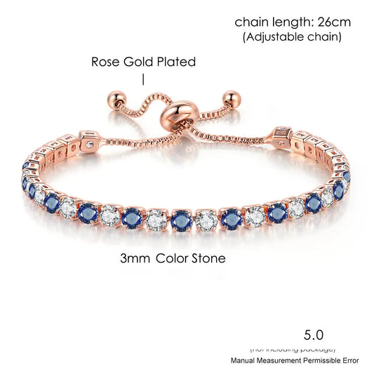 Luckacco Adjustable Multicolor Tennis Bracelets for Women Ladies Wedding Rainbow Colorful Zircon Charm Bracelet Hand Chain Jewelry DZH043