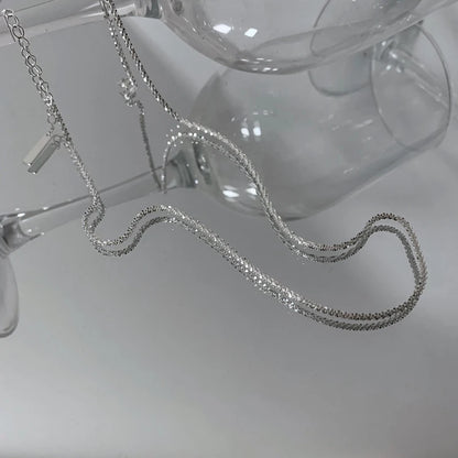 Luckacco New 925 Sterling Silver Sparkling Clavicle Chain Choker Necklace Collar For Women Fine Jewelry Wedding Party Birthday Gift