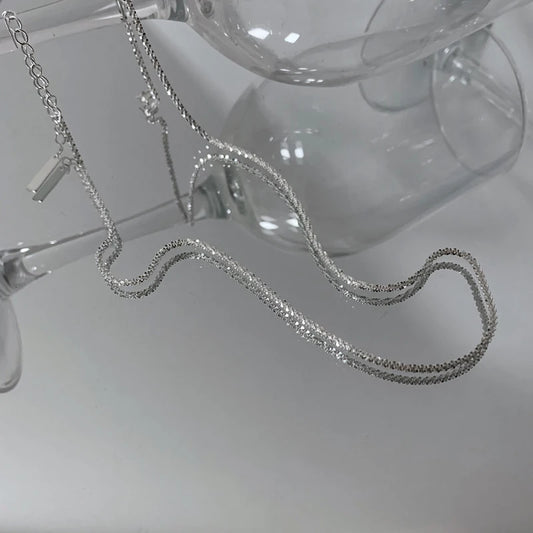 Luckacco New 925 Sterling Silver Sparkling Clavicle Chain Choker Necklace Collar For Women Fine Jewelry Wedding Party Birthday Gift