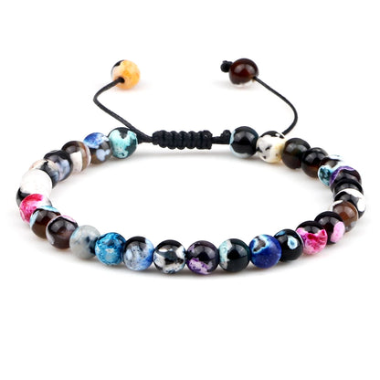 Luckacco 6mm Fire Agates Onyx Bead Bracelet Natural Stone Men Women Braided Rope Bangle Adjustable Jewelry Yoga Healing Balance Bracelets