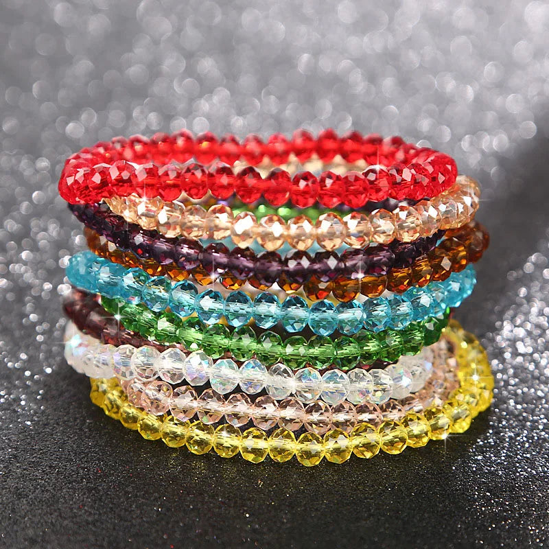 luckacco new artificial austria crystal bracelet fashion shiny stone beads elasticity rope strand bracelets for women jewelry