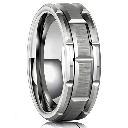 Luckacco Fashion 8mm Black Tungsten Wedding Celtic Dragon Rings Inlaid Blue Zircon Stainless Steel Rings for Men Blue Carbon Fibre Ring