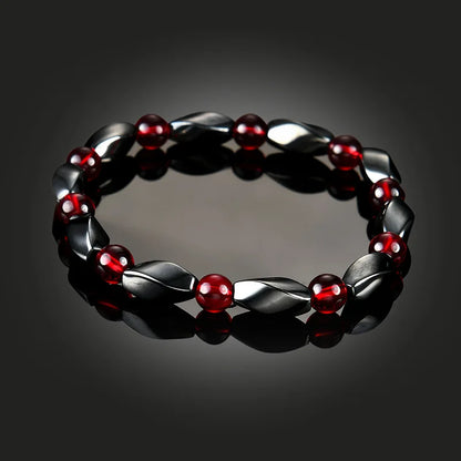 Luckacco Fashion Red Agates Hematite Bracelets Men Positive Energy Hematite Charm Bracelets Women Natural Stone Lucky Bracelet Jewelry