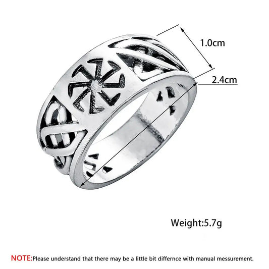Luckacco Nostalgia Slavic Kolovrat Symbol Women Finger Ring Bulgaria Bijoux Mens Rings Silver Color