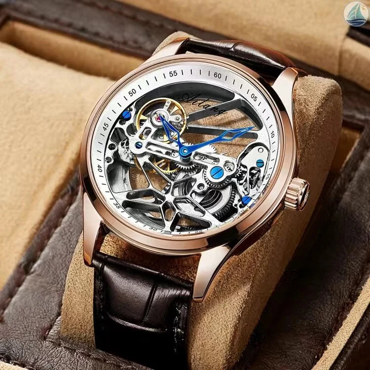 luckacco ailang skeleton mechanical mens watches top brand luxury steampunk transparent hollow automatic watch relogio masculino 8625