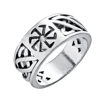 Luckacco Nostalgia Slavic Kolovrat Symbol Women Finger Ring Bulgaria Bijoux Mens Rings Silver Color