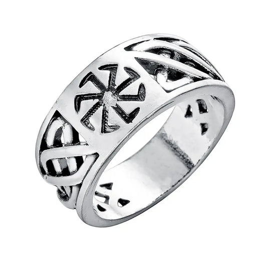 Luckacco Nostalgia Slavic Kolovrat Symbol Women Finger Ring Bulgaria Bijoux Mens Rings Silver Color