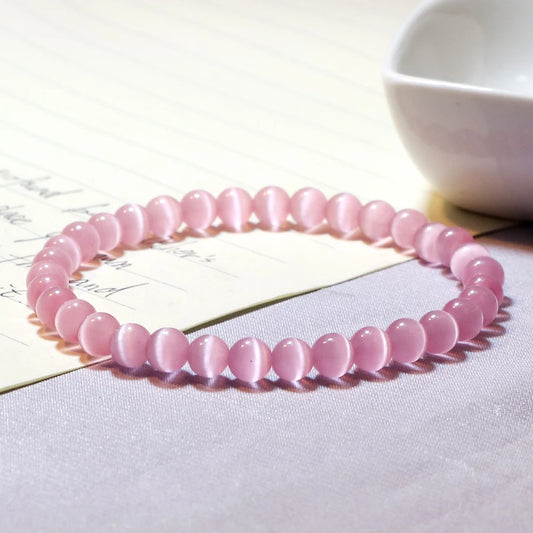 Luckacco Natural Opal Beads Bracelets Smooth Cat Eye Quartz Chakra Beads Bracelet & Bangle for Women Men Adjustable Wrist Jewelry pulsera