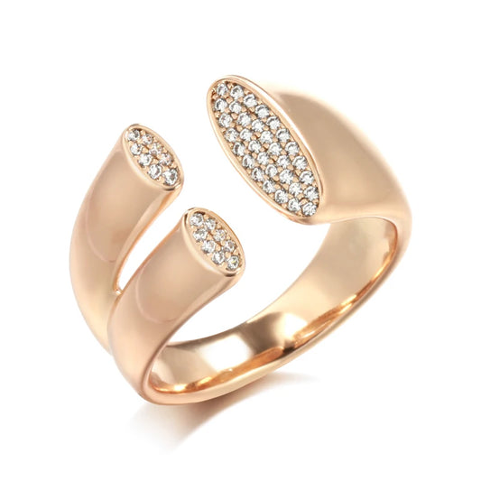 Luckacco Kinel Terndy Natural Zircon 585 Rose Gold Color Geometric Ring For Women Girls Party Fine Jewelry Christmas Gift