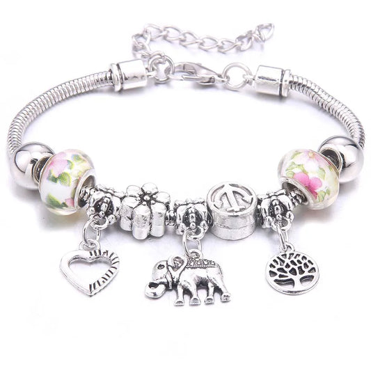 Luckacco  dragonfly owl Shape Crystal Charm Bracelets Beads Bracelet Women DIY Beads Brand Bracelets & Bangles Jewelry Gift