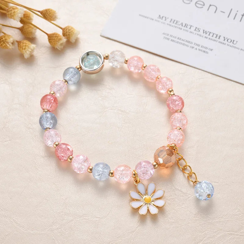luckacco popcorn bead sweet bracelet for children women cute cloud flower pendant bracelets kids girls charm wish bracelet