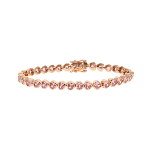 Luckacco 2025 New Iced Out AAA Cubic Zirconia Heart Tennis Chain Bracelet Silver Color CZ Charm Chain Bracelet Hip Hop Jewelry For Women