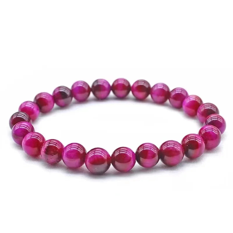 luckacco natural tiger eye stone beads bracelet 4/6/8/10/12mm gorgeous rose red tiger eye bracelets for men women  bracelets buddha