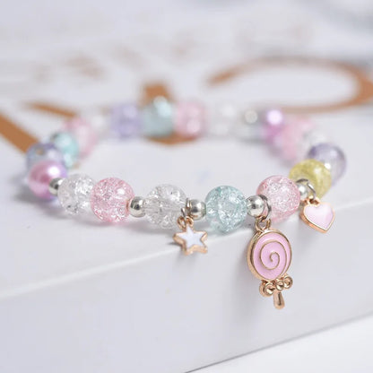 Luckacco Popcorn Bead Sweet Bracelet For Children Women Cute Cloud Flower Pendant Bracelets Kids Girls Charm Wish Bracelet