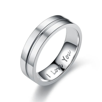 Luckacco Fashion Stainless Steel Couple Engagement Rings For Women Men Crystal I LOVE YOU Ring 2021 Wedding Jewelry Gift