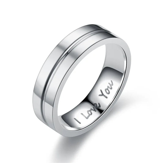 Luckacco Fashion Stainless Steel Couple Engagement Rings For Women Men Crystal I LOVE YOU Ring 2021 Wedding Jewelry Gift