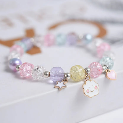 Luckacco Popcorn Bead Sweet Bracelet For Children Women Cute Cloud Flower Pendant Bracelets Kids Girls Charm Wish Bracelet