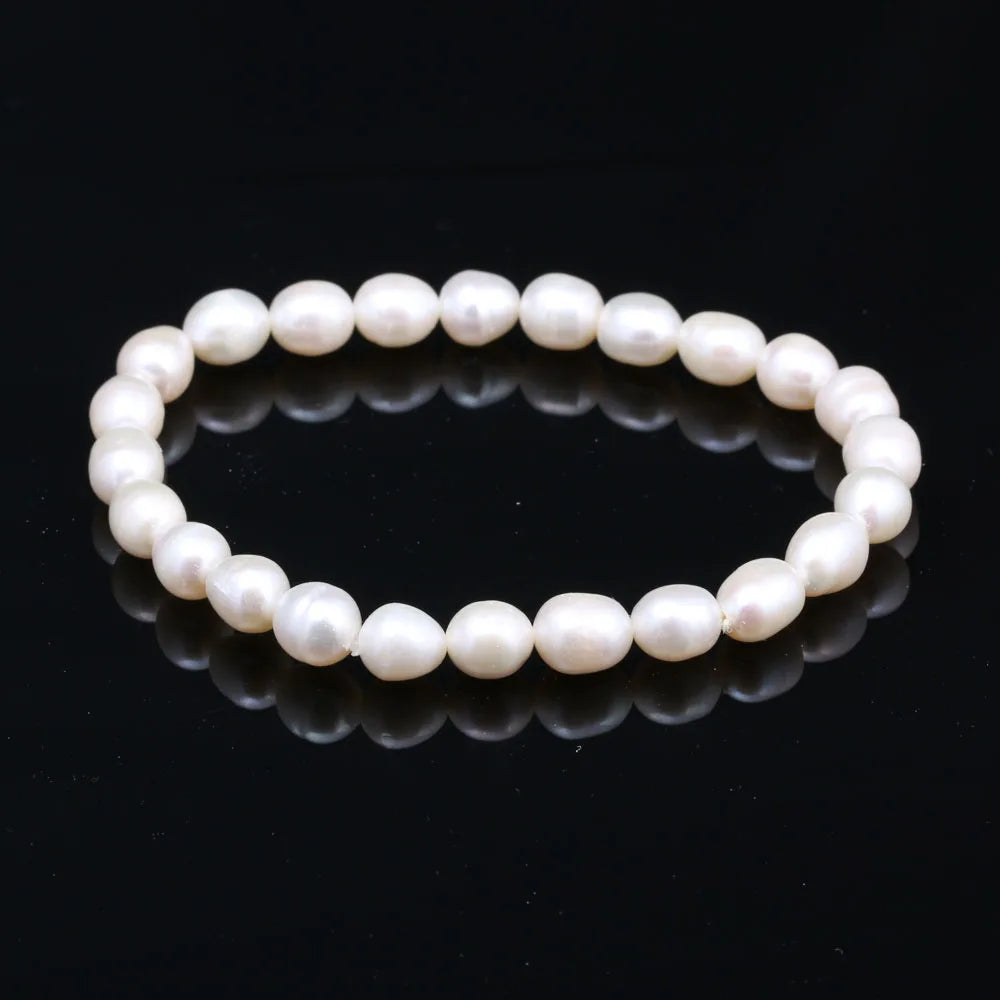 luckacco natural baroque pearl bracelets white/gray freshwater pearl jewelry gifts for women fashion bracelets 7-8mm