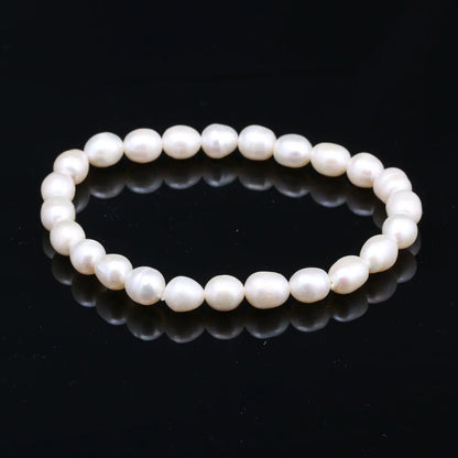 Luckacco Natural Baroque Pearl Bracelets White/Gray Freshwater Pearl Jewelry Gifts For Women Fashion Bracelets 7-8mm